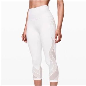 Lululemon bright white high waisted lace pant